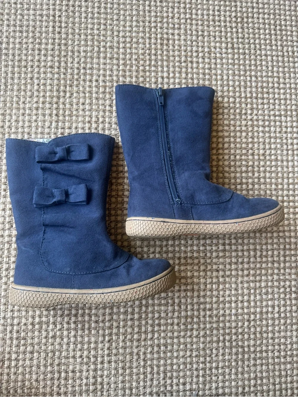 Livie & Luca Navy Bow Mid-Calf Boots Girls Size 9 | Excellent Used Condition